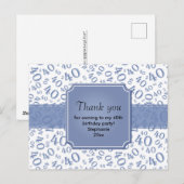 ありがとう40 ナンバーパターン 青/白 ポストカード (正面/裏面)