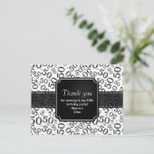 ありがとう50 ランダム数字パターン 黒/白 ポストカード (スタンド正面)