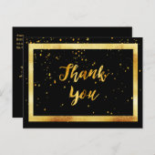 ありがとう50th誕生日はがき上の黒い金ゴールド ポストカード (正面/裏面)