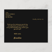 ありがとう50th誕生日はがき上の黒い金ゴールド ポストカード (裏面)