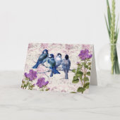 ありがとう、あなたのテキスト、ヴィンテージブルーバード&フラワー サンキューカード (正面)