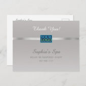 ありがとう、あなたのロゴバス。名前情報シルバー＆ホワイト ポストカード (正面/裏面)