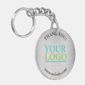 ありがとう、あなたのロゴ、名前のウェブサイト、ブラシ付きシルバー キーホルダー (正面左)