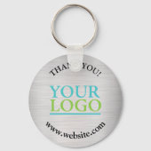 ありがとう、あなたのロゴ、名前のウェブサイト、ブラシ付きシルバー キーホルダー (正面)