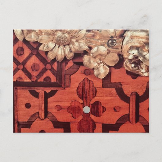 ありがとう、あなたの名前、象嵌された木材と金ゴールドのイメージ、 ポストカード (正面)