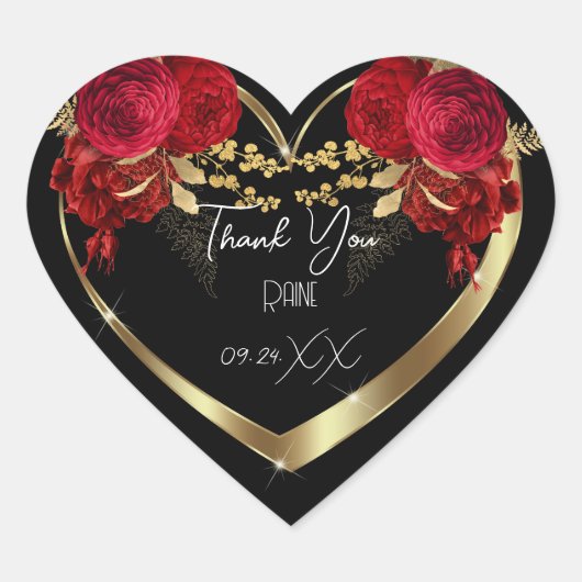ありがとう お気に入りの花 ハート ウェディング スウィート16 ゴールド ハートシール (正面)