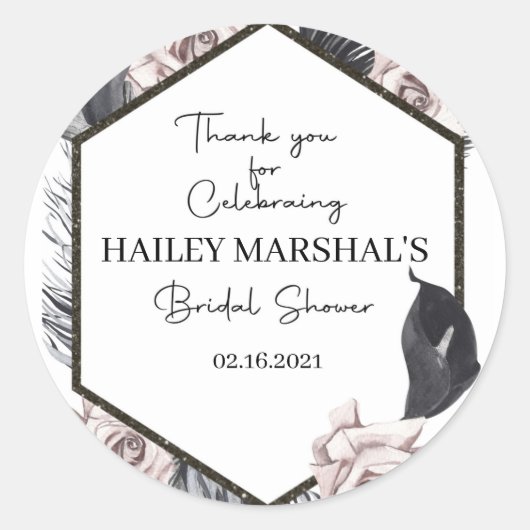 ありがとう, お祝いタグ, ボヘミア, 花嫁のシャワー ラウンドシール (正面)