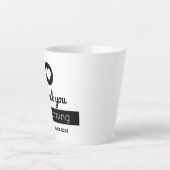 ありがとう お越しいただき 現代的なモノクロ ハート カフェラテマグ (正面)