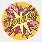ありがとう かっこいい 現代風 コミックブック 感謝 ラウンドシール (正面)