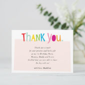 ありがとう（かわいいカラフルなモダンなタイポグラフィ） サンキューカード (スタンド正面)