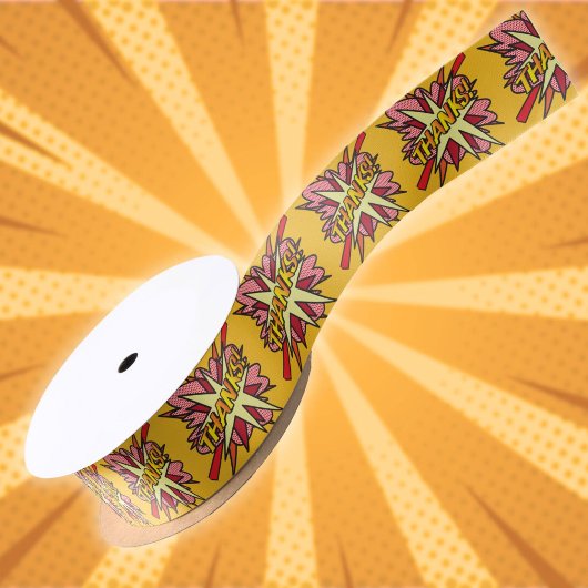 ありがとう かわいい ポップアート デザイン サテンリボン