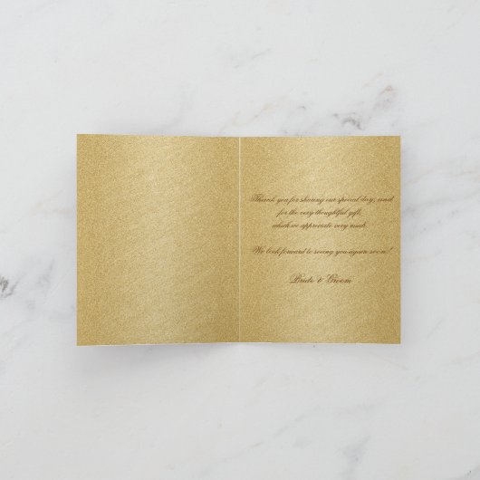 「ありがとう」アクアゴールドのウェディングテンプレート サンキューカード (内部)