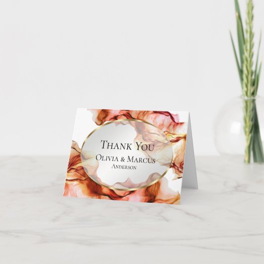 ありがとう | アブストラクトオータムカラーズウォーターカラーインク サンキューカード (正面)