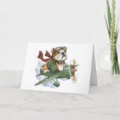 ありがとう!イギリスブルドッグパイロット飛行機 サンキューカード (正面)