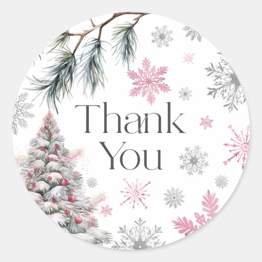 ありがとう ウィンターワンダーランド ピンク ラウンドシール (正面)