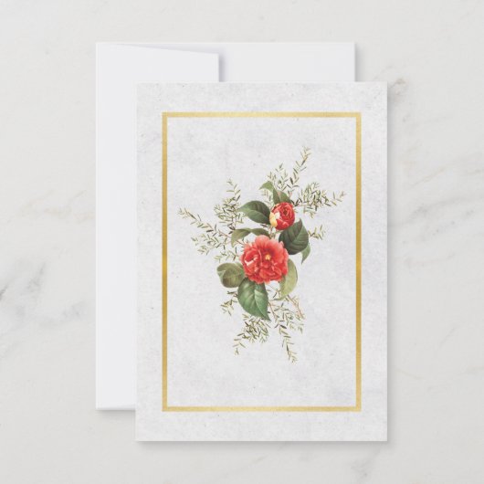 ありがとう ウェディングエンゲージメント 赤 ゴールド フェスティブ サンキューカード (裏面)