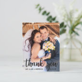 ありがとう ウェディングフォト モダンスクリプト ブラック ポストカード (スタンド正面)