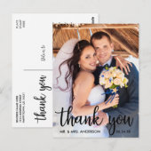 ありがとう ウェディングフォト モダンスクリプト ブラック ポストカード (正面/裏面)