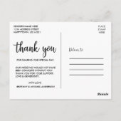 ありがとう ウェディングフォト モダンスクリプト ブラック ポストカード (裏面)