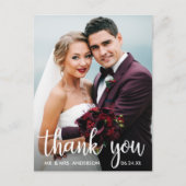 ありがとう ウェディング フォト モダン スクリプト ポストカード (正面)