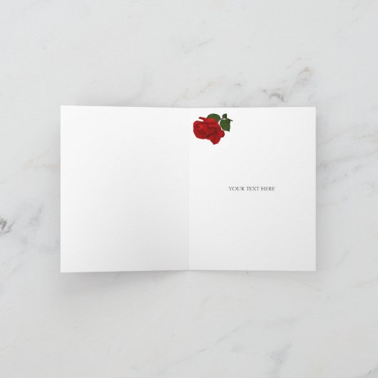 ありがとう ウェディング ブラック ホワイト タキシード ディープ レッド ローズ サンキューカード (内部)