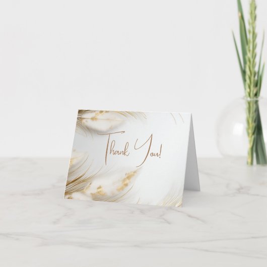 ありがとう | エレガント ボヘミアンフラワーのゴールドパンパス サンキューカード (正面)