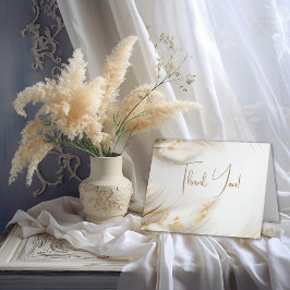 ありがとう | エレガント ボヘミアンフラワーのゴールドパンパス サンキューカード