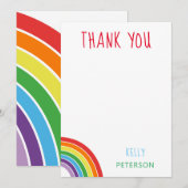 ありがとう カスタマイズ レインボー キッズ パーティー サンキューカード (正面/裏面)