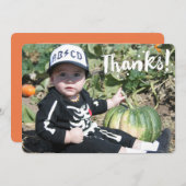 ありがとう! カスタムな写真のシンプルで白い文字 サンキューカード (正面/裏面)