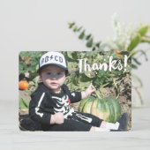 ありがとう! カスタムな写真のシンプルで白い文字 サンキューカード (スタンド正面)