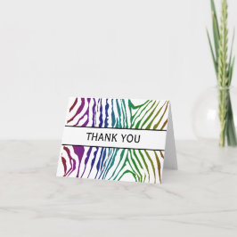 ありがとう! カラフルな野生動物のシマウマパターン サンキューカード