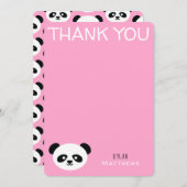 ありがとう カワイイ パンダ クマ 個人用 ピンク サンキューカード (正面/裏面)