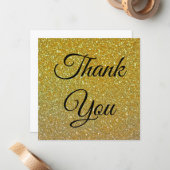 ありがとう、クラシックスクリプト、金ゴールド贅沢グリッター ノートカード (正面/裏面インサイチュ)