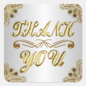 ありがとう クラシック ゴールドとシルバー おしゃれ スクエアシール (正面)