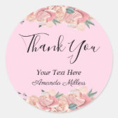ありがとう クラシック ミニマル ブッシュピンク タイポグラフィ ラウンドシール (正面)