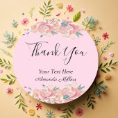 ありがとう クラシック ミニマル ブッシュピンク タイポグラフィ ラウンドシール