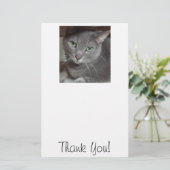 ありがとう/グレー猫 便箋 (スタンド正面)