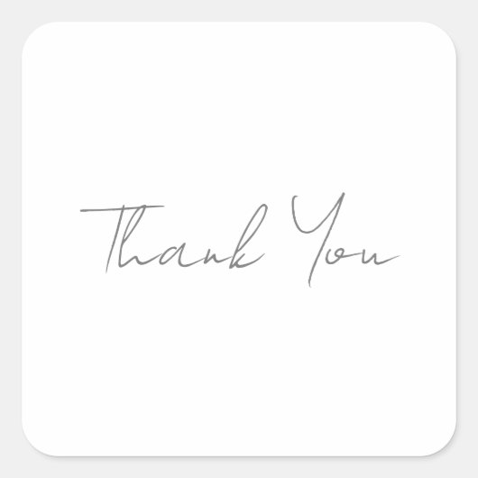 ありがとう グレー 手書き クラシカル おしゃれ ホワイト スクエアシール (正面)