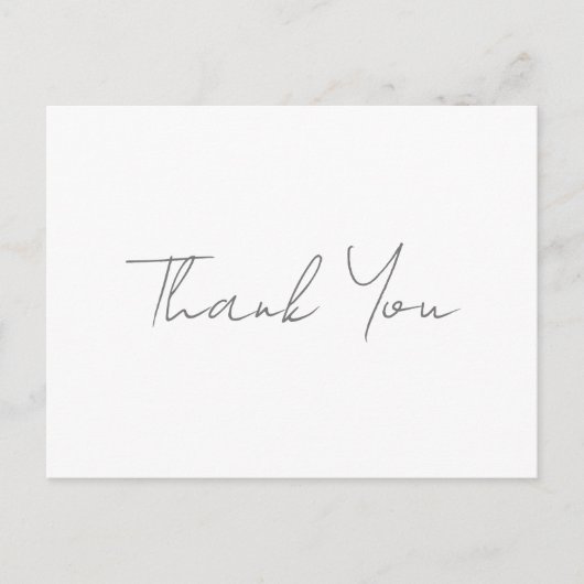 ありがとう グレー 手書き クラシカル おしゃれ ホワイト ポストカード (正面)