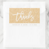 ありがとう ゴールドグリッター ミニワインミニシャンパンラベル 長方形シール (バッグ)