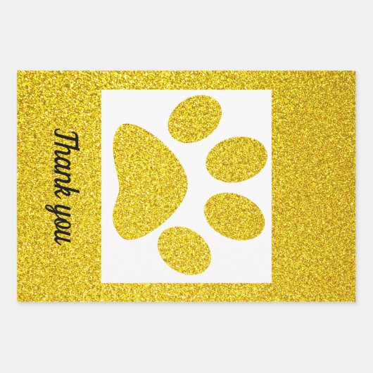 ありがとう ゴールド グリッター 爪跡 かわいい ホリデー ラッピングペーパーシート (正面3)