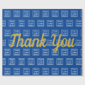 ありがとう ゴールド スクリプト ブルー ロゴをここに パターン ラッピングペーパー (フラット)