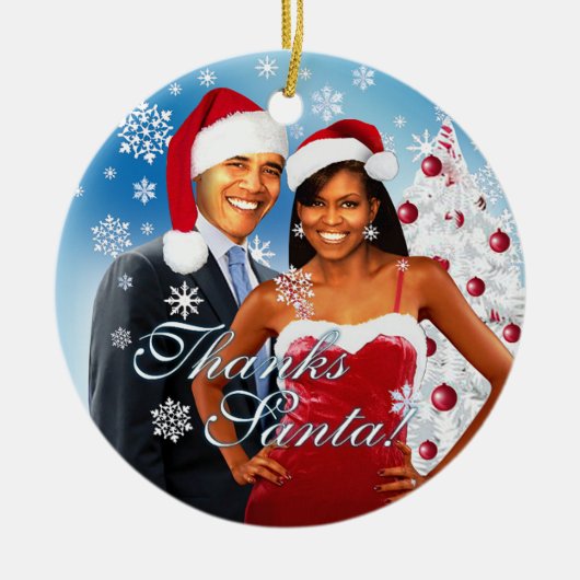 ありがとう、サンタのクリスマスのオーナメント セラミックオーナメント (正面)