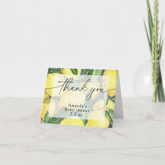 ありがとう - シトラス レモン - ベビーシャワー サンキューカード (正面)