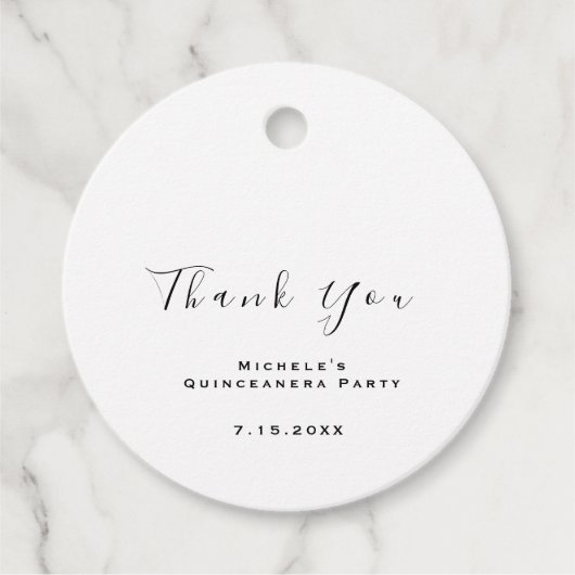 ありがとう シンデレラ ブライダルシャワー スイート16 ホワイト シンプル フェイバータグ (正面)