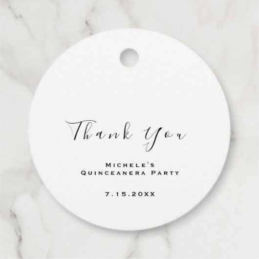 ありがとう シンプル おしゃれ 16歳の誕生日 ブライダルシャワー 白 フェイバータグ (裏面)