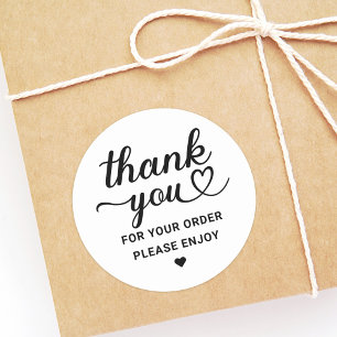 ありがとう スクリプト ハート 注文 白 ラウンドシール