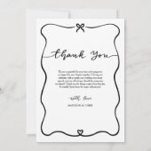 ありがとう スクリプト 結婚 写真 かわいい ボウ ハート サンキューカード (裏面)