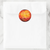 ありがとう！ステッカーブライトオレンジバラフラワーアート ラウンドシール (バッグ)