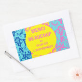 "ありがとう"ステッカー – "merci beaucoup"-デザイン1 長方形シール (封筒)